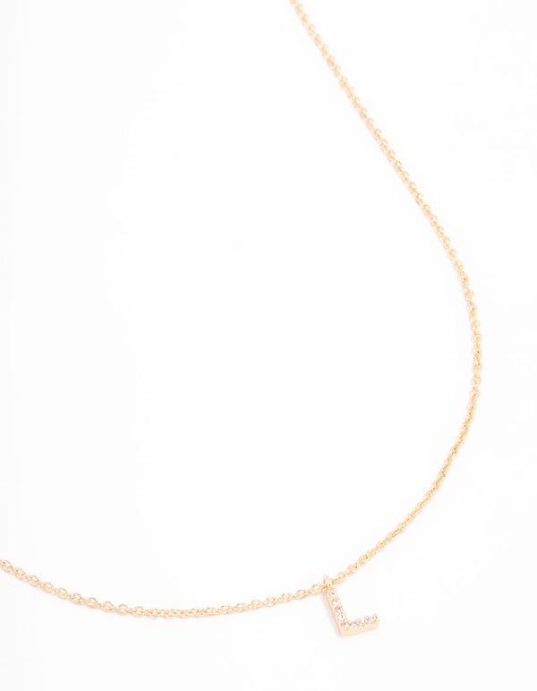 Gold Plated Cubic Zirconia Letter L  Necklace