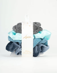 Light & Dark Blue Scrunchies 4-Pack - link has visual effect only