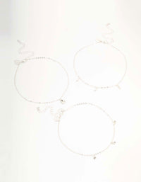 Silver Diamante Droplet Choker Necklaces 3-Pack - link has visual effect only