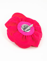 Pink Plisse Fabric Flower Clip - link has visual effect only