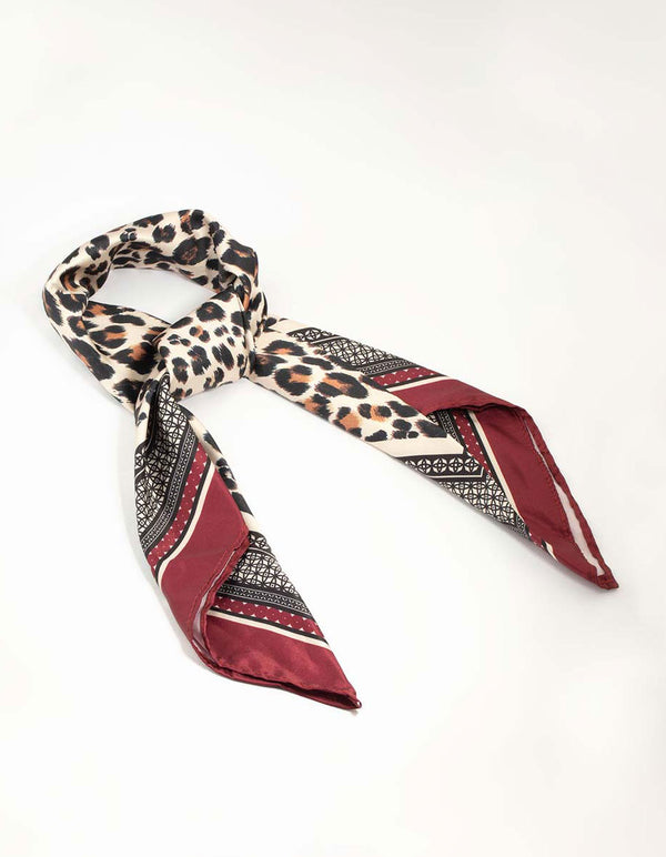 Red & Black Leopard Print Scarf