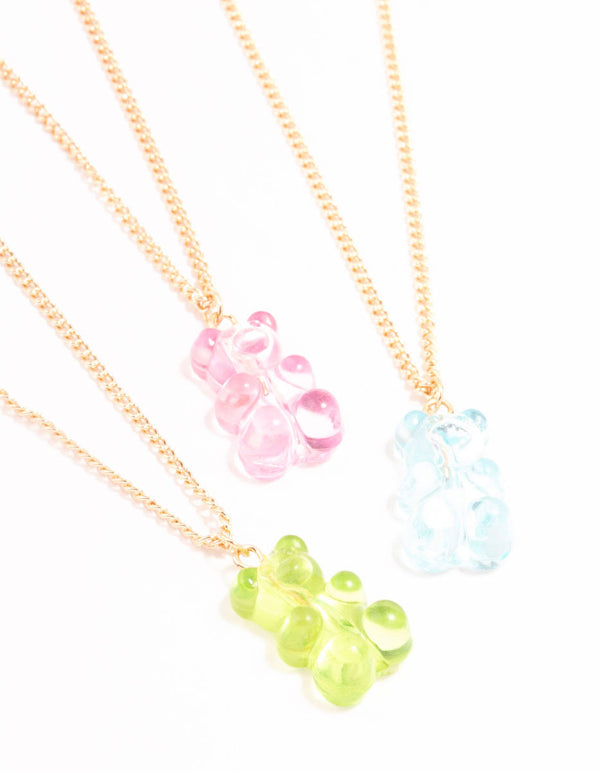 Pastel Acrylic Gummy Bear Necklaces 3-Pack