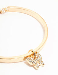 Gold Diamante Butterfly Charm Bangle Toggle Bangle - link has visual effect only