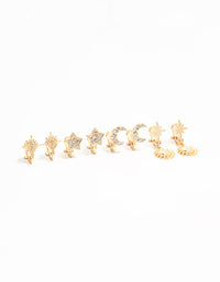 Gold Star & Moon Clip On Earrings 4-Pack - link has visual effect only