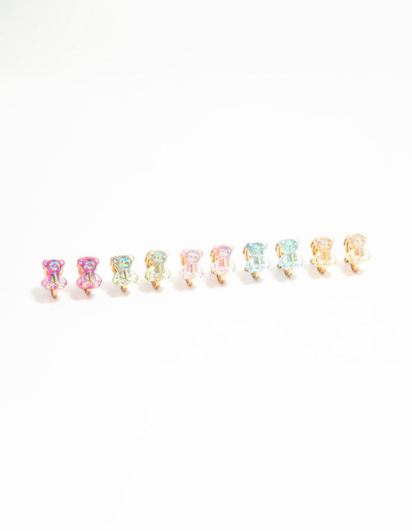 Gummy Bear Gold Clip On Earrings 5-Pack