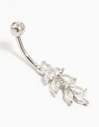 Titanium Baguette Cut Marquise Diamante Drop Belly Bar - link has visual effect only