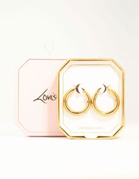 Waterproof Gold Plated Stainless Steel Large Plain Hoop Earrings - link has visual effect only