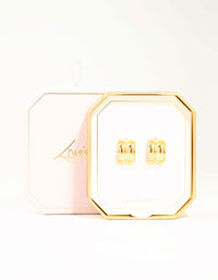 Waterproof Gold Plated Stainless Steel Double Chubby Hoop Earrings - link has visual effect only