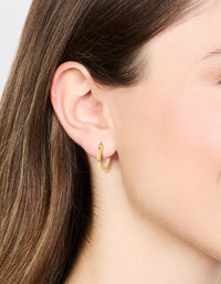 Waterproof Gold Plated Stainless Steel Small Flat Edge Hoop Earrings - link has visual effect only