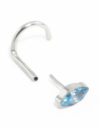 Surgical Steel Blue Marquise Cubic Zirconia Threadless Nose Stud - link has visual effect only