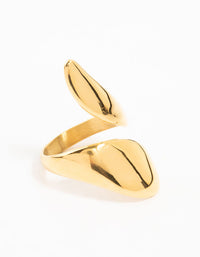 Waterproof Gold Plated Stainless Steel Elongated Wrapped Ring - link has visual effect only