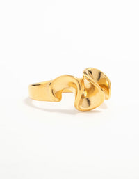 Waterproof Gold Plated Stainless Steel Layered Ribbon Ring - link has visual effect only