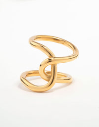 Waterproof Gold Plated Stainless Steel Knotted Wrap Ring - link has visual effect only