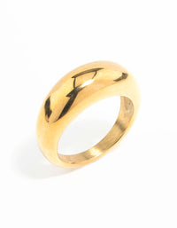 Waterproof Gold Plated Stainless Steel Rounded Band Ring - link has visual effect only