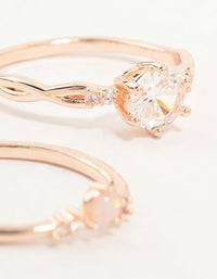 Rose Gold Plated Cubic Zirconia Stacking Rings 3-Pack - link has visual effect only