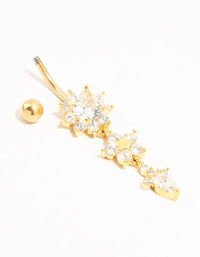 Gold Plated Titanium Flower Drop Belly Bar - link has visual effect only