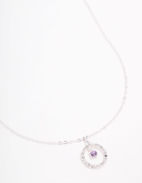 Floating Purple Czech Bohemia Crystal Circle Necklace