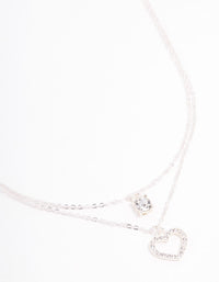 Silver Czech Bohemia Crystal Heart Layered Necklace - link has visual effect only