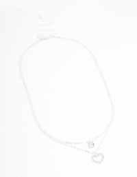 Silver Czech Bohemia Crystal Heart Layered Necklace - link has visual effect only