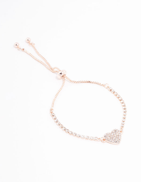 Rose Gold Heart Czech Bohemia Crystal Toggle Bracelet