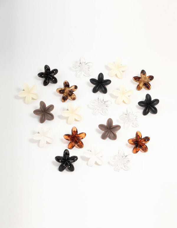 Mini Neutral Frangipani Claw Clips 10-Pack