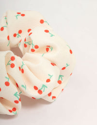 Cream Mini Cherry Fabric Scunchie - link has visual effect only