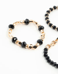 Gold & Black Faceted Bead Chain Stretch Bracelets 3-Pack - link has visual effect only