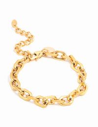 Waterproof Gold Plated Stainless Steel Thick Chain Bracelet - link has visual effect only