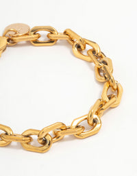 Waterproof Gold Plated Stainless Steel Thick Chain Bracelet - link has visual effect only