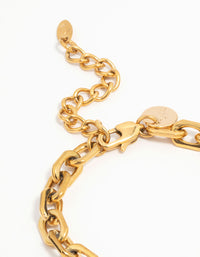 Waterproof Gold Plated Stainless Steel Thick Chain Bracelet - link has visual effect only