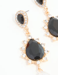 Black Diamante & Pearl Gold Drop Earrings - link has visual effect only