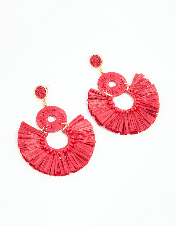 Pink Paper Fan Circular Drop Earrings