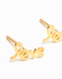 Gold Plated Sterling Silver Love Stud Earrings - link has visual effect only