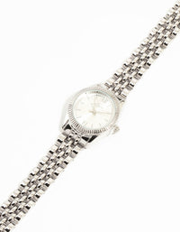 Rhodium Round Small Watch - link has visual effect only