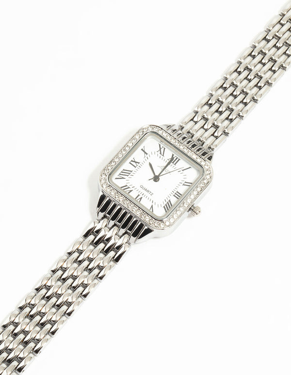 Rhodium Crystal Roman Numeral Watch