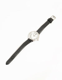 Black PU Leather Roman Numerals Analogue Watch - link has visual effect only