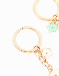 Kids Gold Flower & Heart BFF Keychains 2-Pack - link has visual effect only