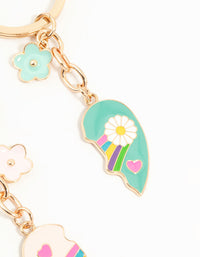 Kids Gold Flower & Heart BFF Keychains 2-Pack - link has visual effect only