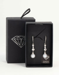 Pearl & Cubic Zirconia Drop Hook Earrings - link has visual effect only