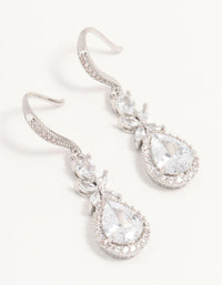 Rhodium Halo Cubic Zirconia Hook Earrings - link has visual effect only