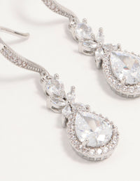 Rhodium Halo Cubic Zirconia Hook Earrings - link has visual effect only