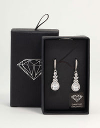 Rhodium Halo Cubic Zirconia Hook Earrings - link has visual effect only