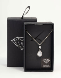 Silver Pear Cubic Zirconia Pendant Necklace - link has visual effect only