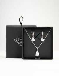 Cubic Zirconia Teardrop Necklace & Earrings Set - link has visual effect only