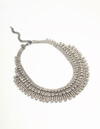 Silver Diamante Fan Cupchain Bib Necklace - link has visual effect only