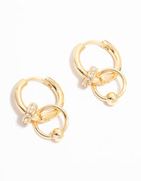 Gold Plated Rings Huggie Drop Earrings - link has visual effect only