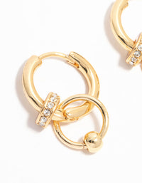 Gold Plated Rings Huggie Drop Earrings - link has visual effect only