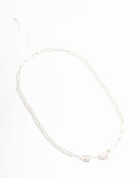 Silver Plated Oval Linked Necklace - link has visual effect only