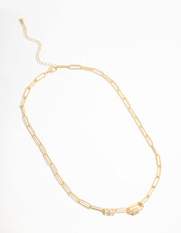 Gold Plated Oval Link Necklace - link has visual effect only