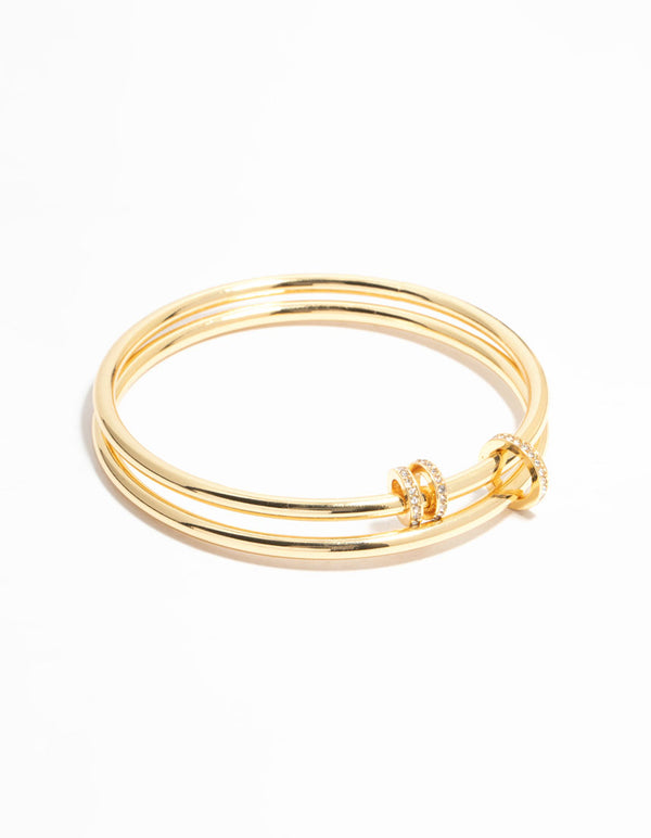 Gold Plated Layered Rings Bangle